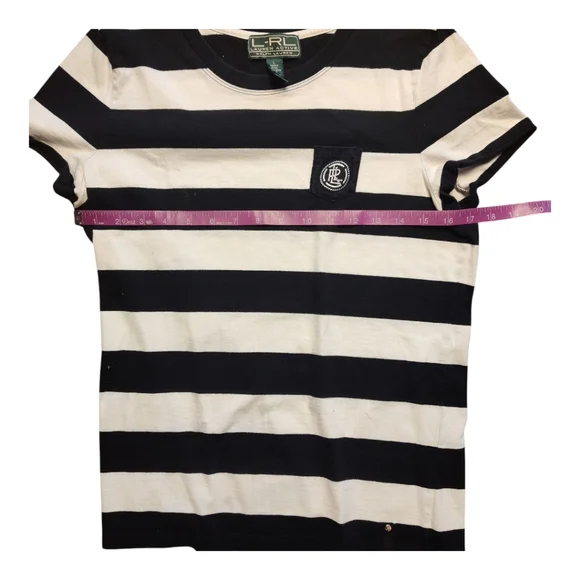 L-RL Lauren Active Ralph Lauren Women Strike T-shirt Black White Size Large - Picture 3 of 5
